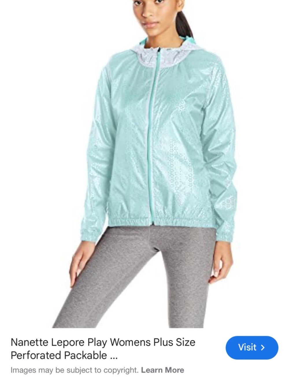 Nanette Lepore Women’s Mint Green Perforated Hooded Zip Up Jacket Size XL - Picture 12 of 13